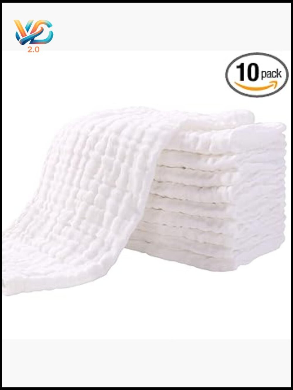 10 Pack Muslin Burp Cloths Organic Cotton Large Super Soft Absorbent Baby